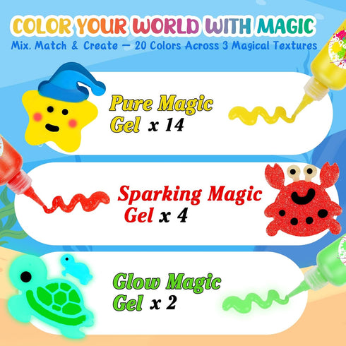 20 (2 18 3+ Magic Water Elf Toy Kit Magic Gels Glow-in-The-Dark) & Sea Creature Molds, DIY Aqua Fairy Water Gel Crafts