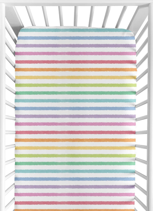 Sweet Jojo Designs Pastel Rainbow Striped Girl Baby Fitted Crib Sheet Infant