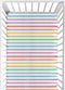 Sweet Jojo Designs Pastel Rainbow Striped Girl Baby Fitted Crib Sheet Infant