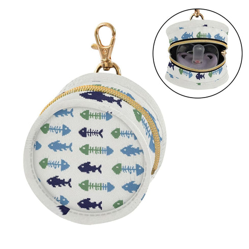 PYBUG Fish Round Pacifier Storage Case, Polyester & TPU Lined with Hook Buckle, Pacifier Container Box for Baby