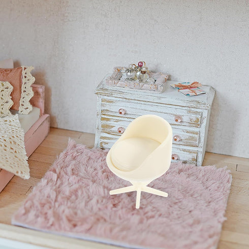 TOYANDONA 4pcs Miniature Dollhouse Armchair Set, Rotatable Office Chair, Egg Chair, Mini Stool for Doll House Decor