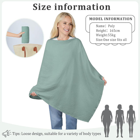 SheSeek Muslin Nursing Cover Up for Breastfeeding, Soft & Breathable Cotton Breast Feeding Cover for Women, Full