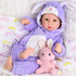 17 Inch 3+ Aori Real Baby Dolls - Realistic Baby Doll with Soft Body & Purple Bunny Outfits for Girls Pretend Play