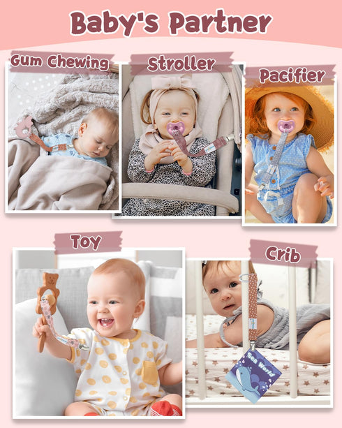 8 Pack 8PBM25-B Rainbow Pacifier Clips, Binky Paci Holder Clips Fits for Most Pacifiers and Binkies