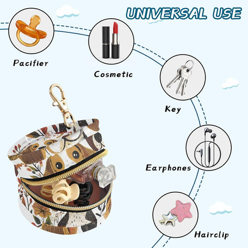 Cartoon Beagle Dogs White Cute Baby Boy Pacifier Case Holder Portable Coin Purse Wallet Bag, Baby Items Container Box