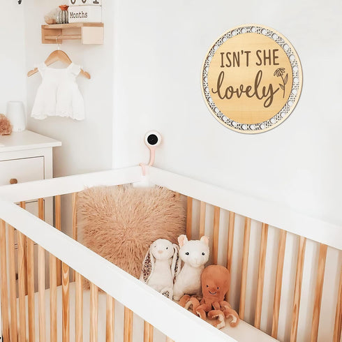 Set 1 10 Inches Huray Rayho Isn' t She Lovely Wooden Sign Little Girl Decor Boho Girls Room Wall Art Round Ratten Style