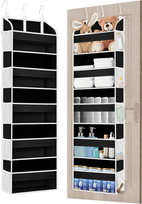 1 Pack Over The Door Storage Organizer with 5 Pockets, 10 Mesh Side Pockets, 44 lbs Capacity for Bedroom and Bathroom