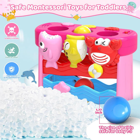 1 2 3 12-18 1-3 Musical Toys for Years Old Toddlers Girls, Interactive Feeding Toy with Music & Balls, Montessori