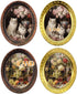 iLAND Miniature Dollhouse Accessories, 4 Picture Frames Set with Printed Paintings in Golden Color