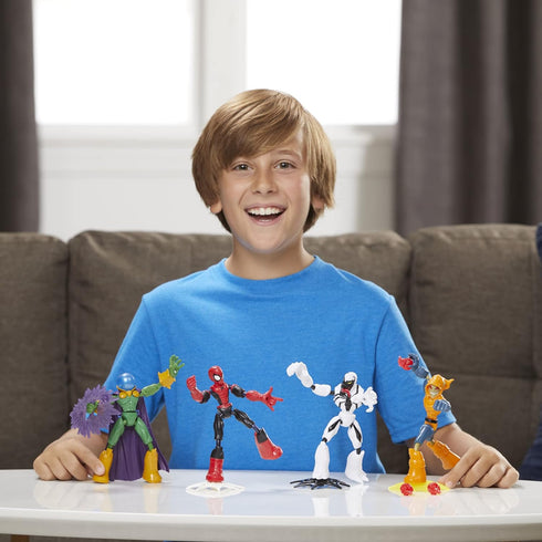 Packaging 4 Count (Pack 1) Spider-Man Marvel Bend and Flex Action Figure Toy, and Anti-Venom Vs. Marvel's Mysterio