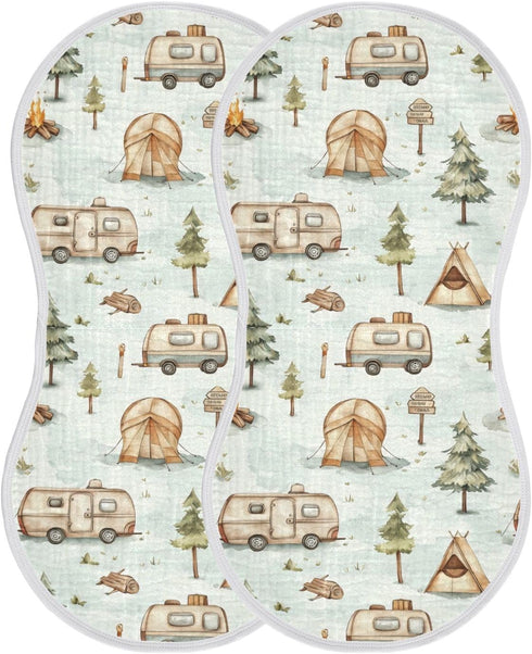 Set 4 Pack vvfelixl Baby Burp Cloths Cartoon Camping Caravan Baby Newborn Cotton Burping Cloths Babys Washcloths