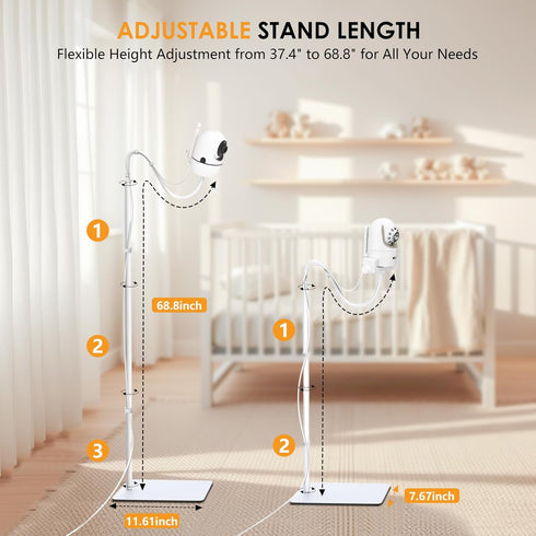 GAHOGA 37.4" 69" Baby Monitor Floor Stand Holder Compatible with HelloBaby, Nanit Pro & Flex Stand, Owlet, Infant