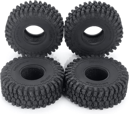 RCHUBAM 4PCS 1.0" Crawler Tires - Rubber Tires 64mm for 1/18 TRX4M Axial 1/24 SCX24 RC Crawler Car