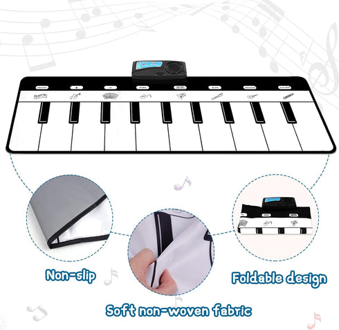 M SANMERSEN Kids Musical Piano Mat, Floor Keyboard Mat with 8 Instruments Sounds, Early Educational Toys for 1-5 Year