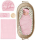 Stretchy Baby Swaddle Blanket and Headband Set, Newborn Receiving Blankets with Matching