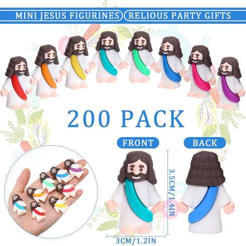 Barydat 200 Pack Mini Jesus Figurines, Tiny Jesus Toys for Thanksgiving Day Sunday School Baptism Gifts