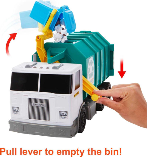 Matchbox 15-inch Recycling Truck with Lights & Sounds, Toy Cars for Kids Made from 80% ISCC-Certified Plastic