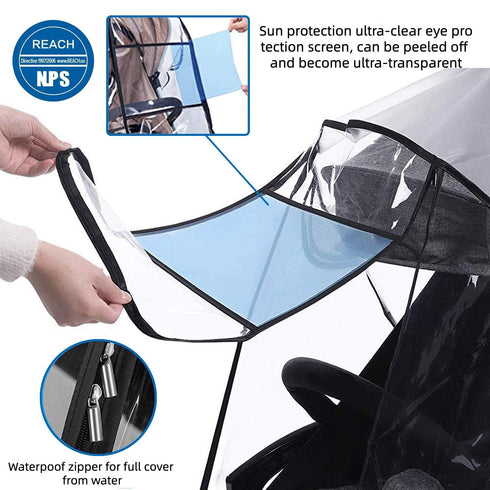 Berocia Stroller Rain Cover, Universal Stroller Accessory, Waterproof, Windproof, Protect from Sun Dust Snow, Baby