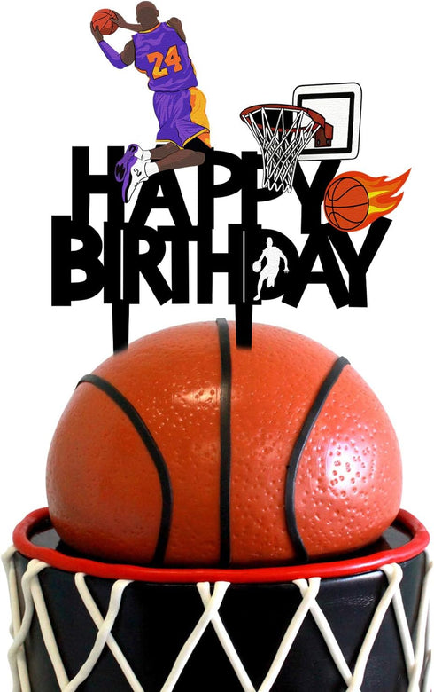 Acrylic Basketball Happy Birthday Cake Topper, Themed Party Decoration for Fans