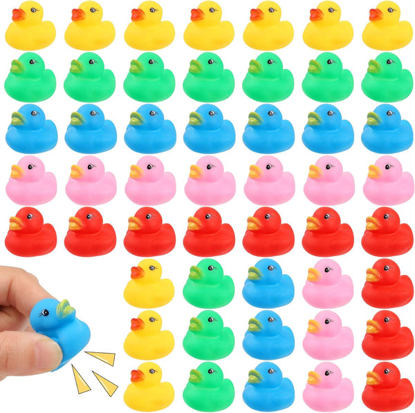 50 Pcs Multicolor Mini Rubber Ducks Bath Toy, Float Duck Baby Bath Toy for Shower Birthday Party Christmas Favors