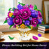 Set 905 18 12+ PLAXSOON Purple Rose Flower Building with Vase, PCS Mothers Day Botanicals Flowers Bouquet Building
