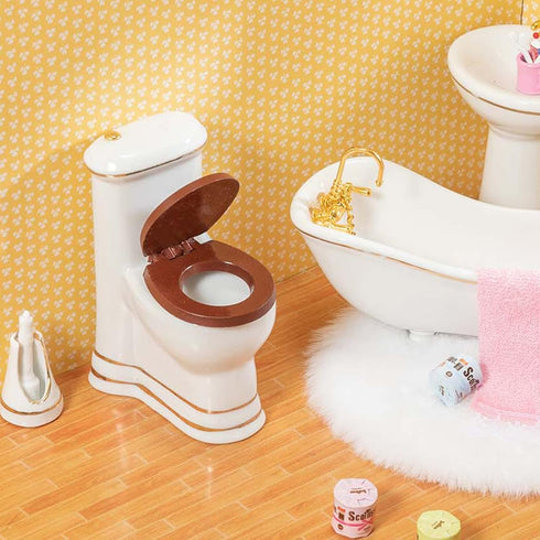 1 12 SAMCAMI Ceramic Dollhouse Furniture Scale - Doll House Furniture Toys for Dollhouse Bathroom - Miniature Furniture
