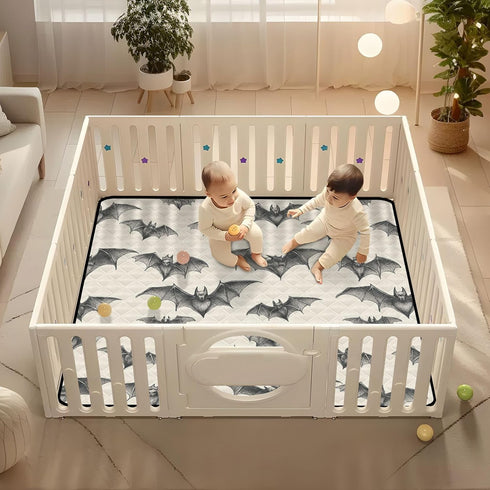 KICPOAY 50 50 Baby Play Mat Halloween Scary Bat x Playpen Mats for Floor Play Gym Crawling Mat Non-Slip Cushioned Baby