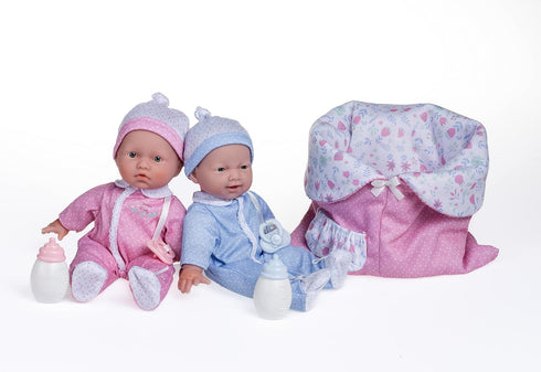 JC Toys La Baby 11" Soft Body Twin Baby Dolls with Accessories for Children