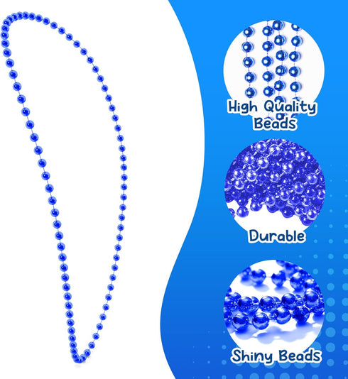 Windy City Novelties 12-Pack - 33" 7mm Mardi Gras Bead Necklaces, Vibrant Colors for Celebrations