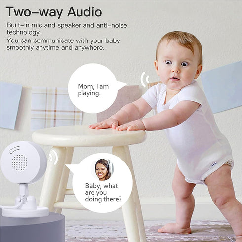 CQH 2 4 Baby Monitor with Camera and Audio, WiFi Indoor Video Baby Camera with Mount, Motion & Cry Detection, Temp