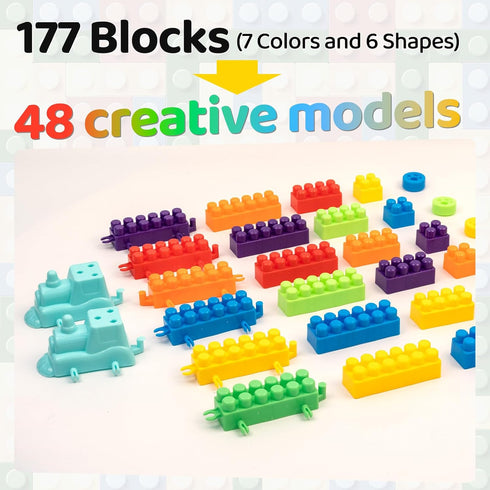 LOGBAY 2025 177 3+, Set 2board+177psc (177psc+1board Latest PCS Large Building Blocks for Toddlers Ages Big Bricks