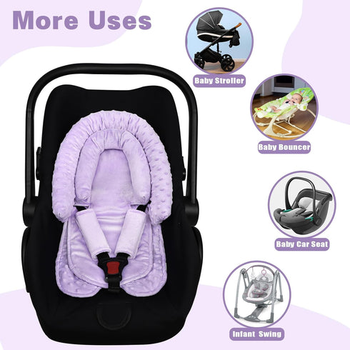 2 Infant Car Seat Insert, HNHUAMING Baby Car Seat Head & Body Support with Strap Pads, Ultra Soft Newborn Preemie