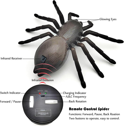 Tipmant Realistic RC Spider Infrared Remote Control Tarantula Animal Vehicle Car Prank Toys Pet Cat Dog Teasing Kid