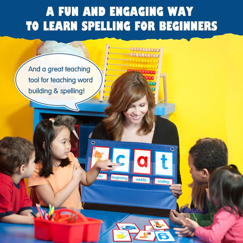 KIKIGOAL CVC Word Builder Desktop Pocket Chart Tent Cards Kit, Phonics Games for Preschool Classroom