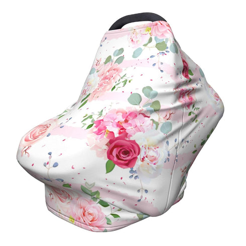 Schgap Pink Flowers Car Seat Covers Canopy for Baby Nursing Cover Breastfeeding Baby