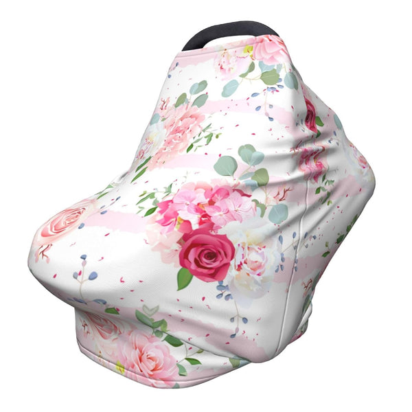 Schgap Pink Flowers Car Seat Covers Canopy for Baby Nursing Cover Breastfeeding Baby