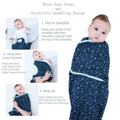 Set 3 Pack, Small(0-3 insular Baby Swaddle Wrap, Swaddle Blanket for Newborn and Infant, Adjustable Swaddling for Boy