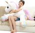 44 Inch Giant Unicorn Stuffed Animal Pillow, Cute Soft Big Plush Toy with Rainbow Wings, Gift for Kids