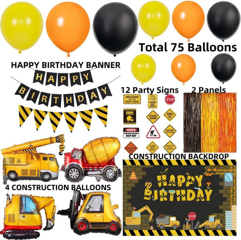 FIGEPO Set Construction Birthday Party Supplies Dump Truck Party Decorations Kits arch kit Garland for Boy Construction