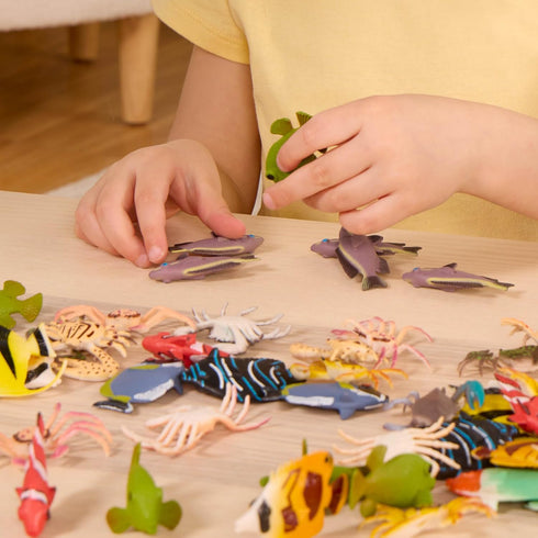 60pcs Playset 3+ Terra by Battat Tropical Fish & Crab Toys Mini Plastic Ocean Animal Figurines for Kids Realistic Sea