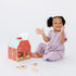 6 2 3 4 Pearhead Farm Animal Shape Sorter Wooden Barn with Chunky Animal Blocks, FSC-Certified, Flip-Up Roof & Carrying