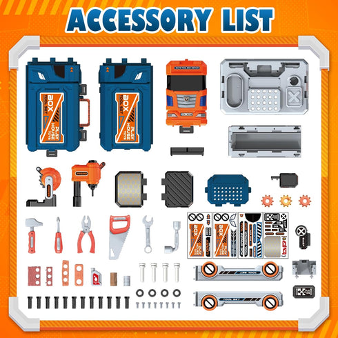 65 Set, 2-in-1 Set 3 4 5 6 7 8 Pcs Kids Tool Kids Tool Box & Bench, Toddler Tool with Electric Drill and Power Miter