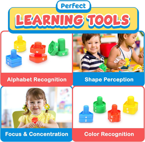 Letters Learning Matching Game - Fine Motor Skills Toy Set for Toddlers with 26 Alphabet Learning Toys