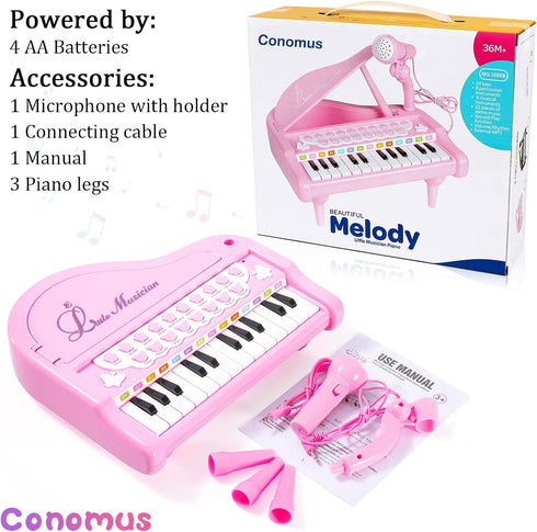 Girls-1 2 3 -24 Piano Keyboard Toy for Year Old Girls First Birthday Gift Keys Toddler Piano Multifunctional Musical