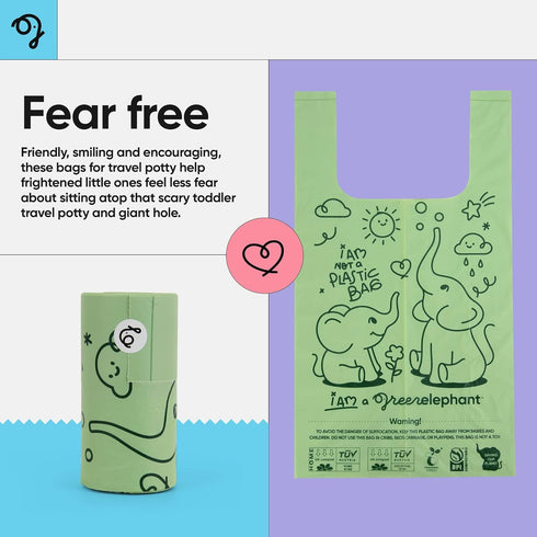 Green Elephant Travel Potty Bags-Potty Liners for Portable Potty,Bags for Portable Toilet,Liners Disposable Kids,Potty