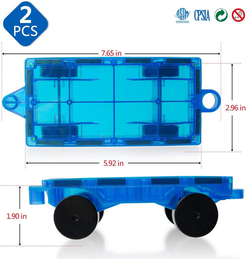 MAGBLOCK 2 Piece Car Set for Magnetic Blocks Tiles - Enrich Your Magnet Tiles STEM Educational Toys