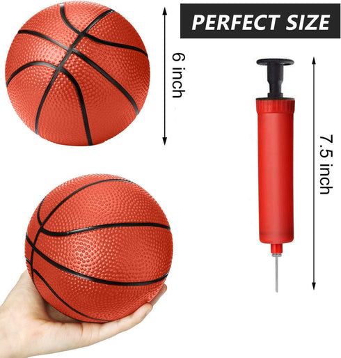 Liberty Imports 4 PCS Inflatable Mini Basketball Toy Replacement Rubber Balls with Pump for Indoor Miniature Hoop or