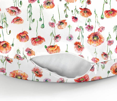 Summer Watercolor Poppies Flowers Baby Nursing Pillow Covers for Boy Girl Red Poppies Green Leaves Nursing Pillowcase
