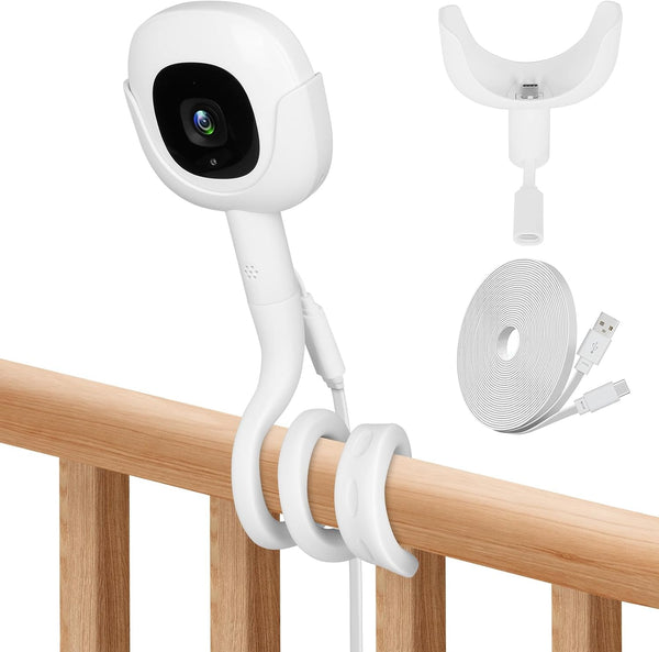 Flex Baby Monitor Charger Mount - Compatible with Nanit Pro Baby Monitor, 10FT Power Cable, No Tool or Wall Damage