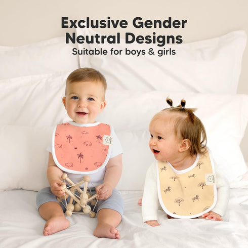 8-Pack 0-24 (Mesozoic) Organic Baby Bibs for Boys, Girls - Soft Cotton Drooling and Teething Bibs for Baby Girl & Boy
